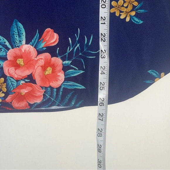 Express Blue Multicolor Tropical Floral Print Zip Front Blouse Small Women’s - Picture 9 of 12